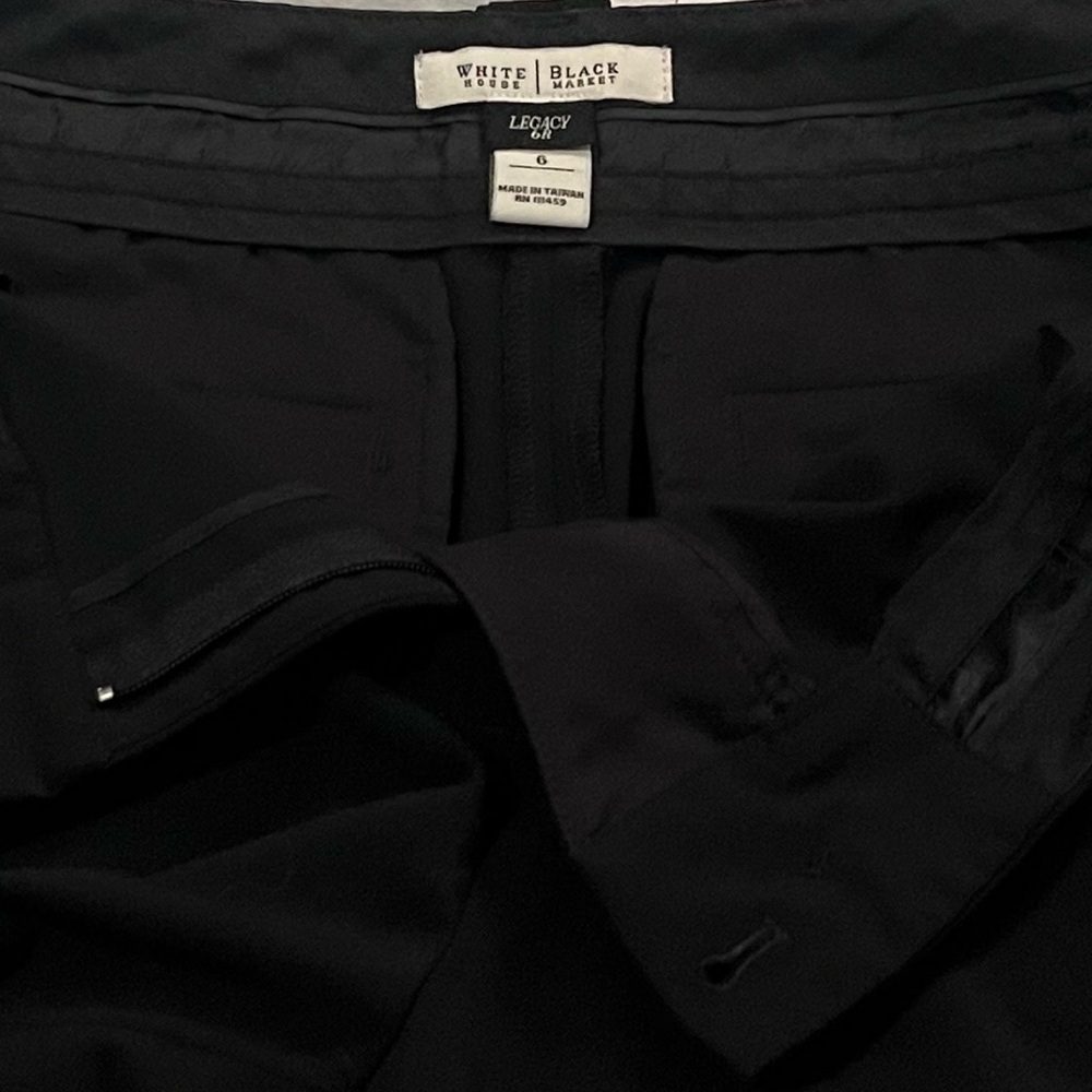White House Black Market Legacy Mid Rise Straight Leg Cropped Pants Black Sz 6 - Picture 6 of 8